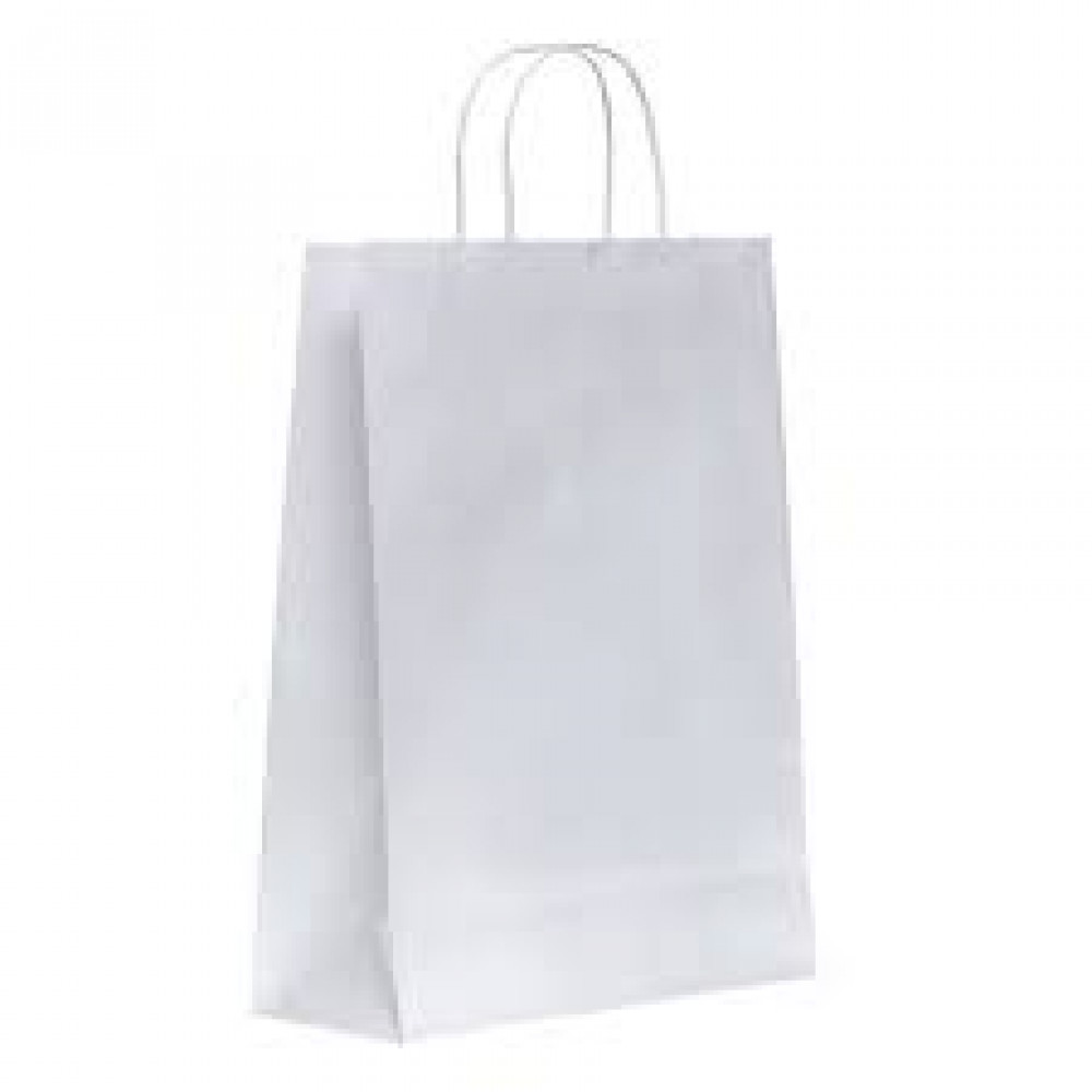 SACOLA KRAFT BRANCO 17,5CM X 8,5CM X 21,5CM