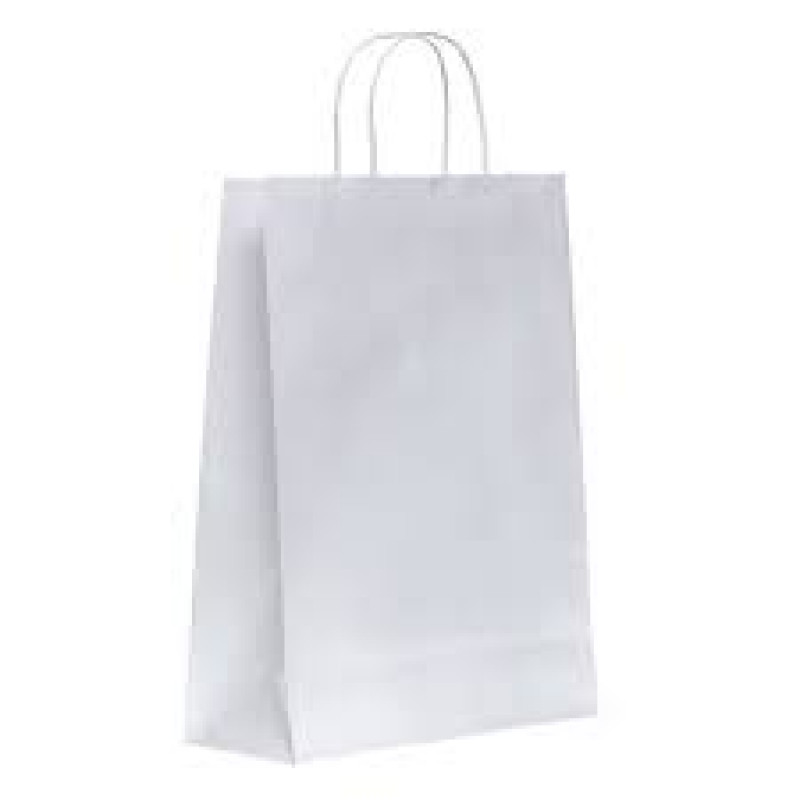 SACOLA KRAFT BRANCO 17,5CM X 8,5CM X 21,5CM